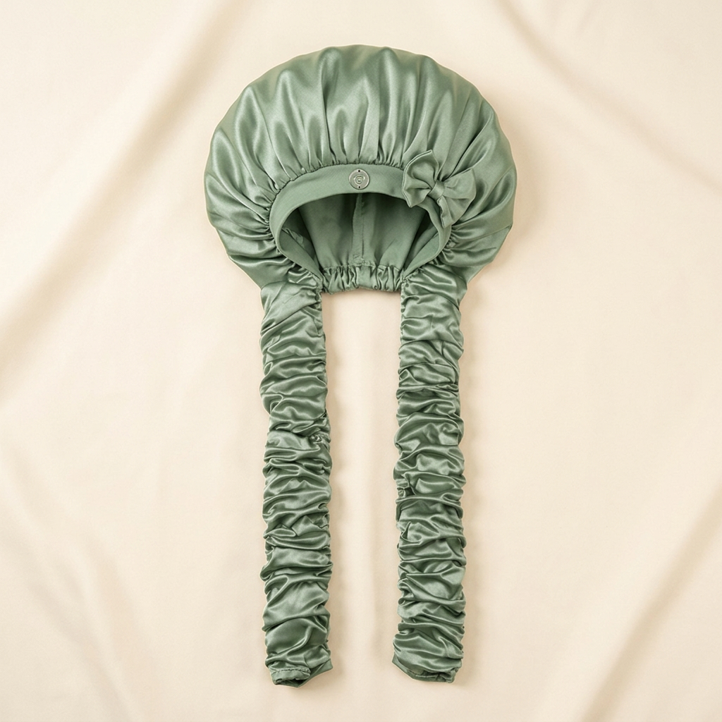 Satijnen curl bonnet, neutrale productfoto